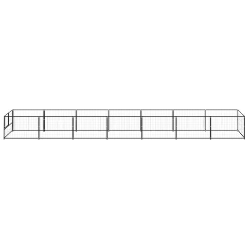 Fekete acél kutyakennel 7 m²