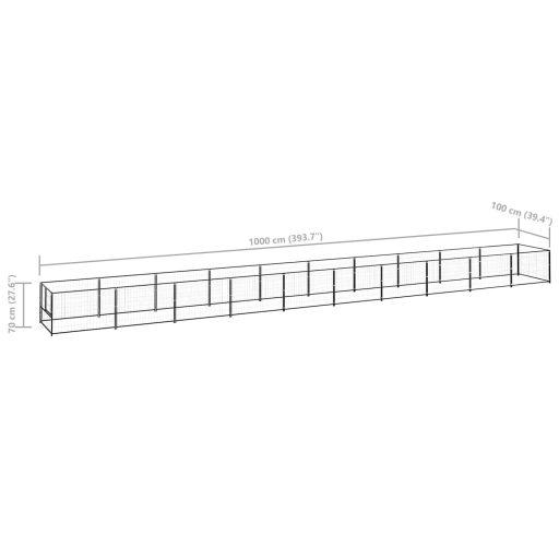 Fekete acél kutyakennel 10 m²