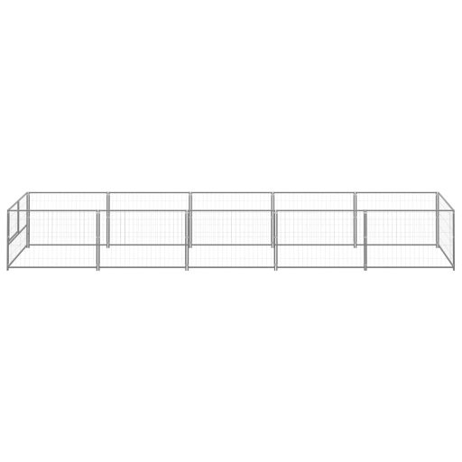 Ezüstszínű acél kutyakennel 5 m²