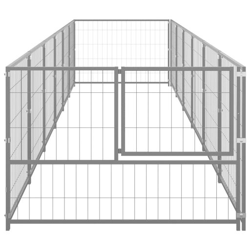 Ezüstszínű acél kutyakennel 6 m²