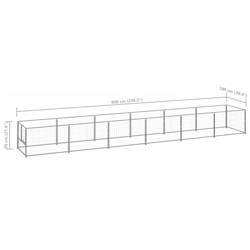 Ezüstszínű acél kutyakennel 6 m²
