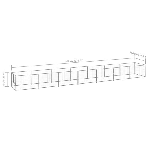 Ezüstszínű acél kutyakennel 7 m²