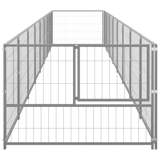 Ezüstszínű acél kutyakennel 8 m²