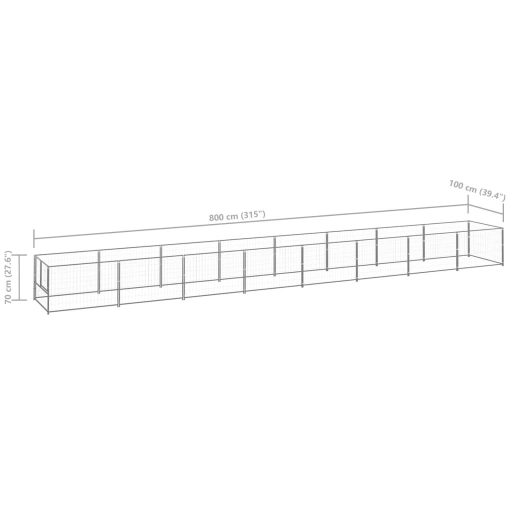 Ezüstszínű acél kutyakennel 8 m²