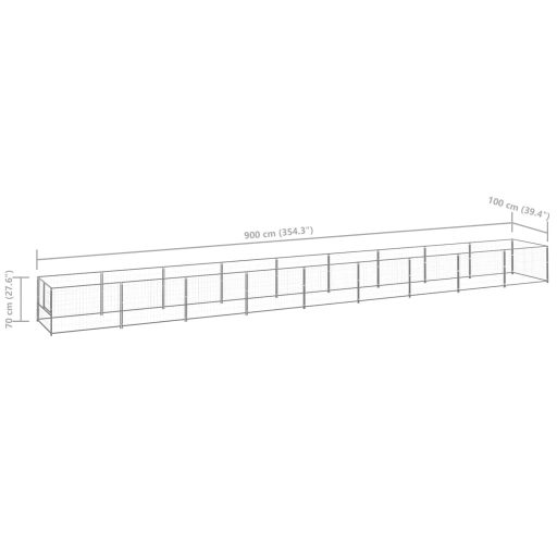 Ezüstszínű acél kutyakennel 9 m²