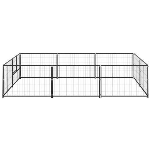 Fekete acél kutyakennel 6 m²
