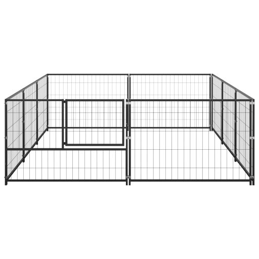 Fekete acél kutyakennel 6 m²