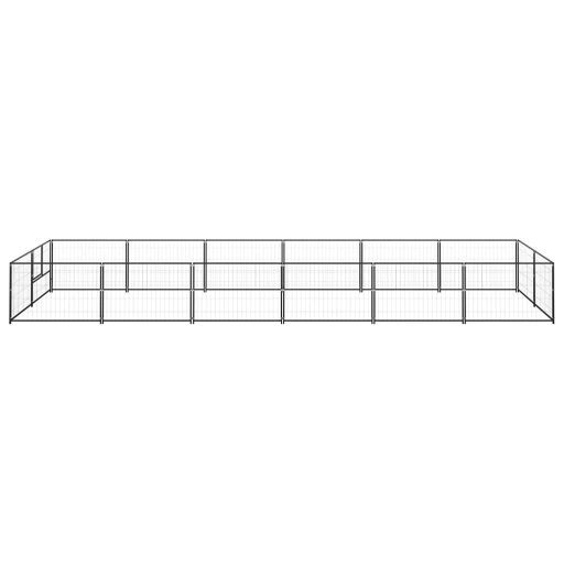 Fekete acél kutyakennel 12 m²