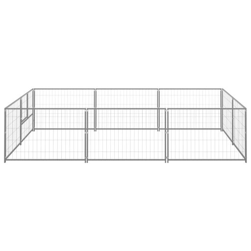 Ezüstszínű acél kutyakennel 6 m²