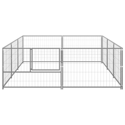 Ezüstszínű acél kutyakennel 6 m²
