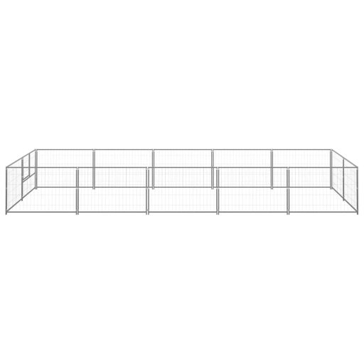 Ezüstszínű acél kutyakennel 10 m²
