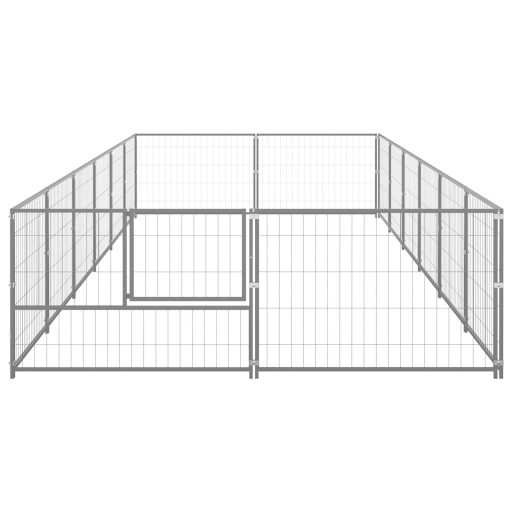 Ezüstszínű acél kutyakennel 12 m²