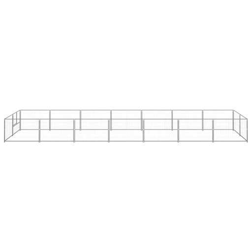 Ezüstszínű acél kutyakennel 14 m²
