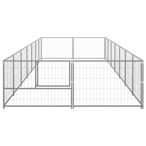 Ezüstszínű acél kutyakennel 14 m²