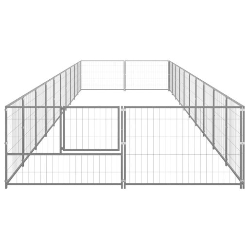 Ezüstszínű acél kutyakennel 20 m²