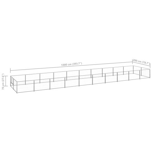 Ezüstszínű acél kutyakennel 20 m²
