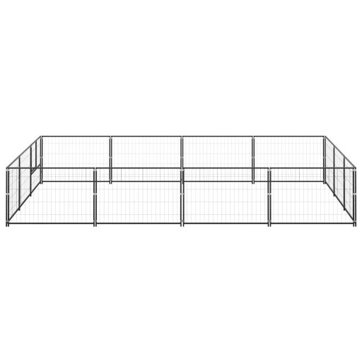 Fekete acél kutyakennel 12 m²