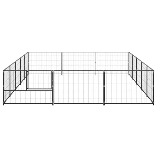 Fekete acél kutyakennel 15 m²