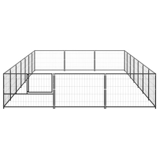 Fekete acél kutyakennel 21 m²