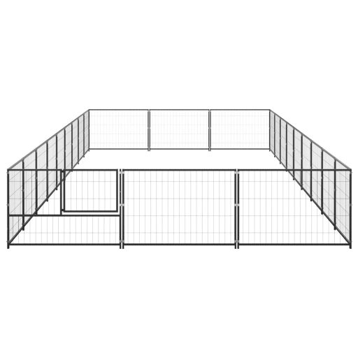 Fekete acél kutyakennel 27 m²