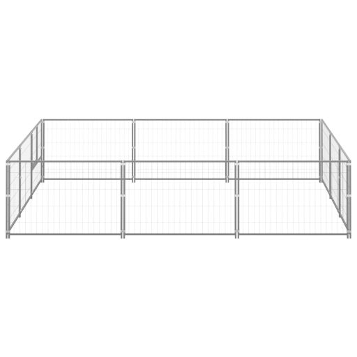 Ezüstszínű acél kutyakennel 9 m²