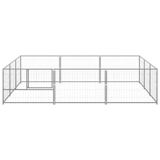 Ezüstszínű acél kutyakennel 9 m²