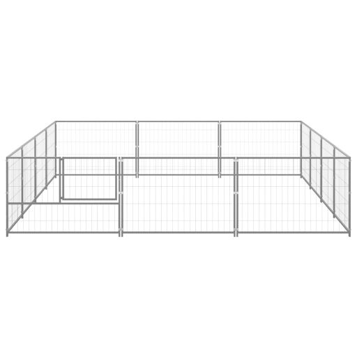 Ezüstszínű acél kutyakennel 12 m²
