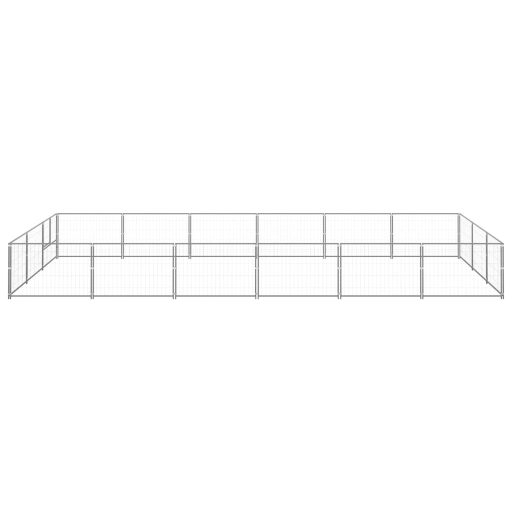 Ezüstszínű acél kutyakennel 18 m²