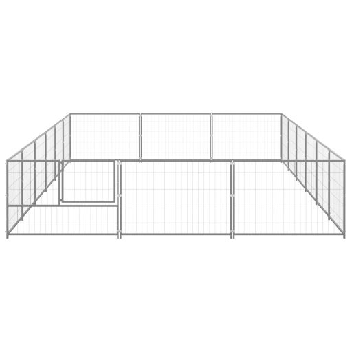 Ezüstszínű acél kutyakennel 18 m²