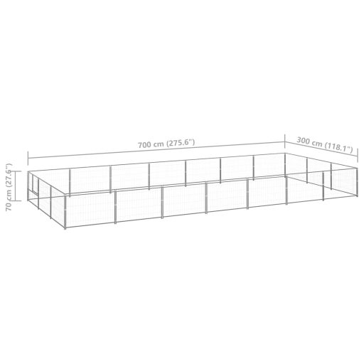 Ezüstszínű acél kutyakennel 21 m²