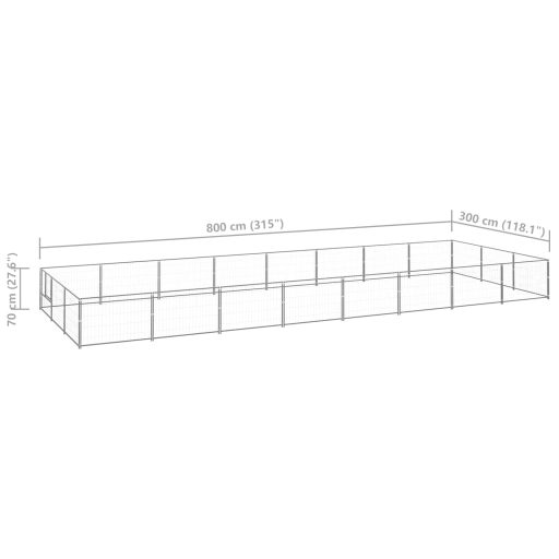 Ezüstszínű acél kutyakennel 24 m²