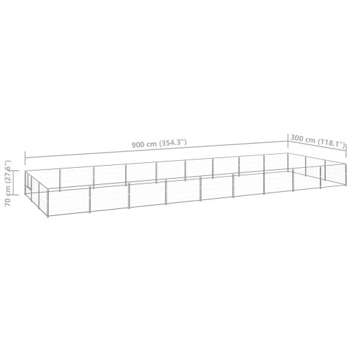 Ezüstszínű acél kutyakennel 27 m²