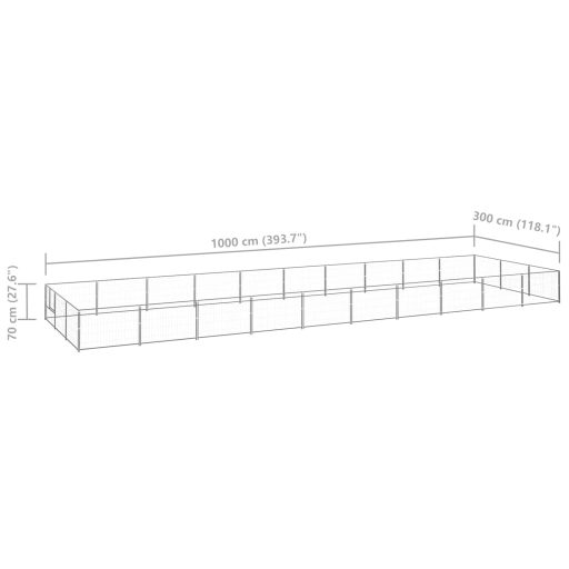 Ezüstszínű acél kutyakennel 30 m²