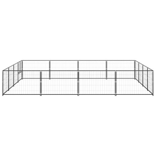 Fekete acél kutyakennel 16 m²