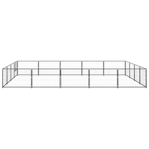 Fekete acél kutyakennel 20 m²
