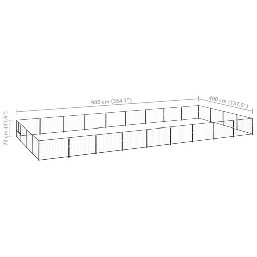 Fekete acél kutyakennel 36 m²