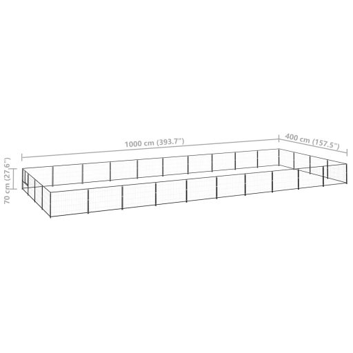 Fekete acél kutyakennel 40 m²