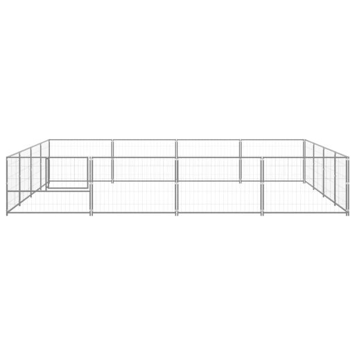 Ezüstszínű acél kutyakennel 16 m²
