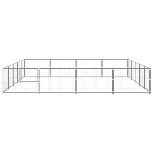 Ezüstszínű acél kutyakennel 20 m²