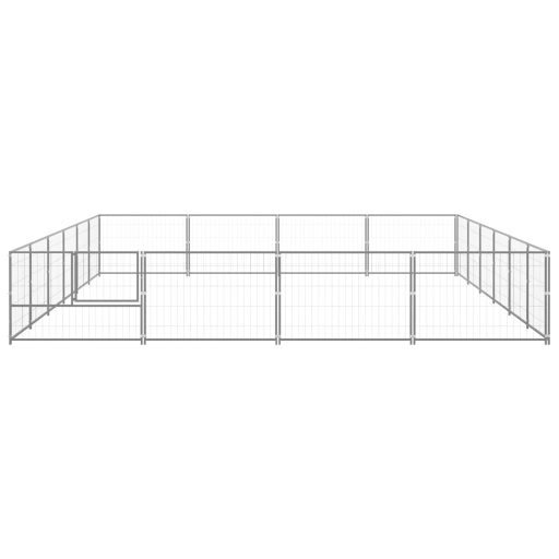 Ezüstszínű acél kutyakennel 24 m²