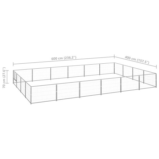 Ezüstszínű acél kutyakennel 24 m²