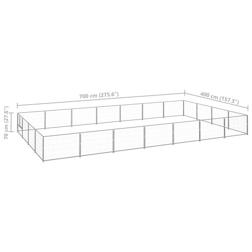 Ezüstszínű acél kutyakennel 28 m²