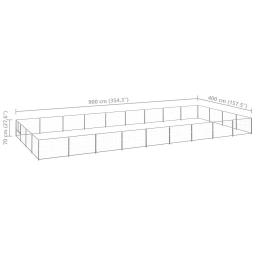 Ezüstszínű acél kutyakennel 36 m²