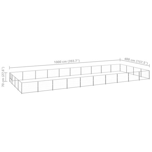 Ezüstszínű acél kutyakennel 40 m²