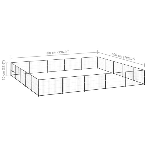 Fekete acél kutyakennel 25 m²