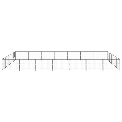 Fekete acél kutyakennel 35 m²