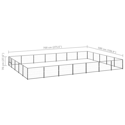 Fekete acél kutyakennel 35 m²