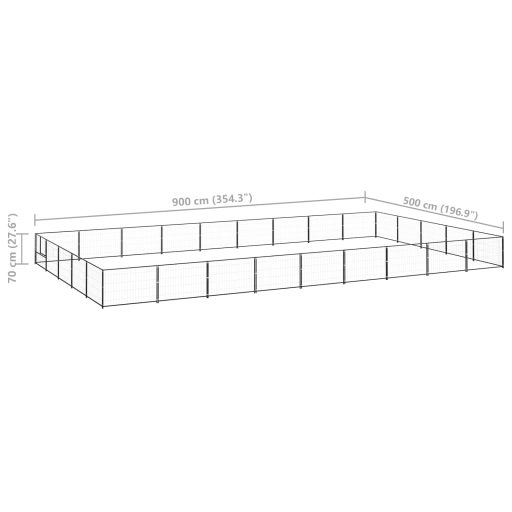 Fekete acél kutyakennel 45 m²