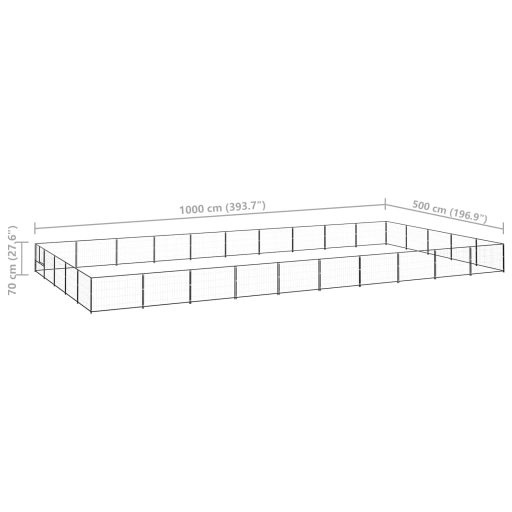 Fekete acél kutyakennel 50 m²