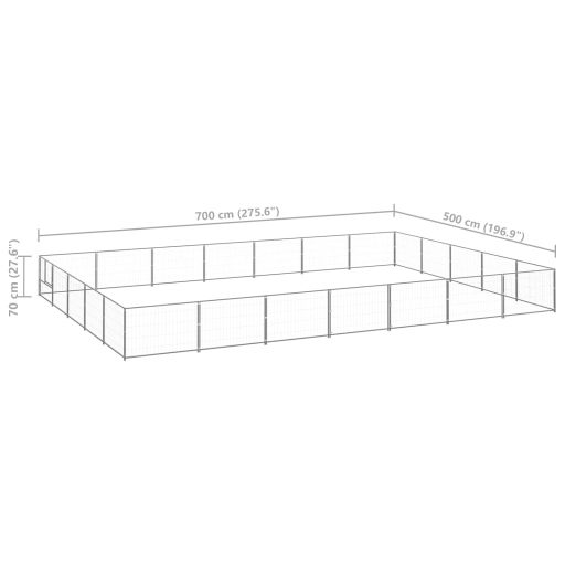 Ezüstszínű acél kutyakennel 35 m²